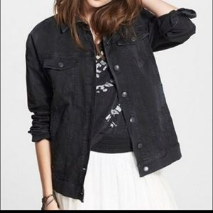 Free people oversized black denim jacket